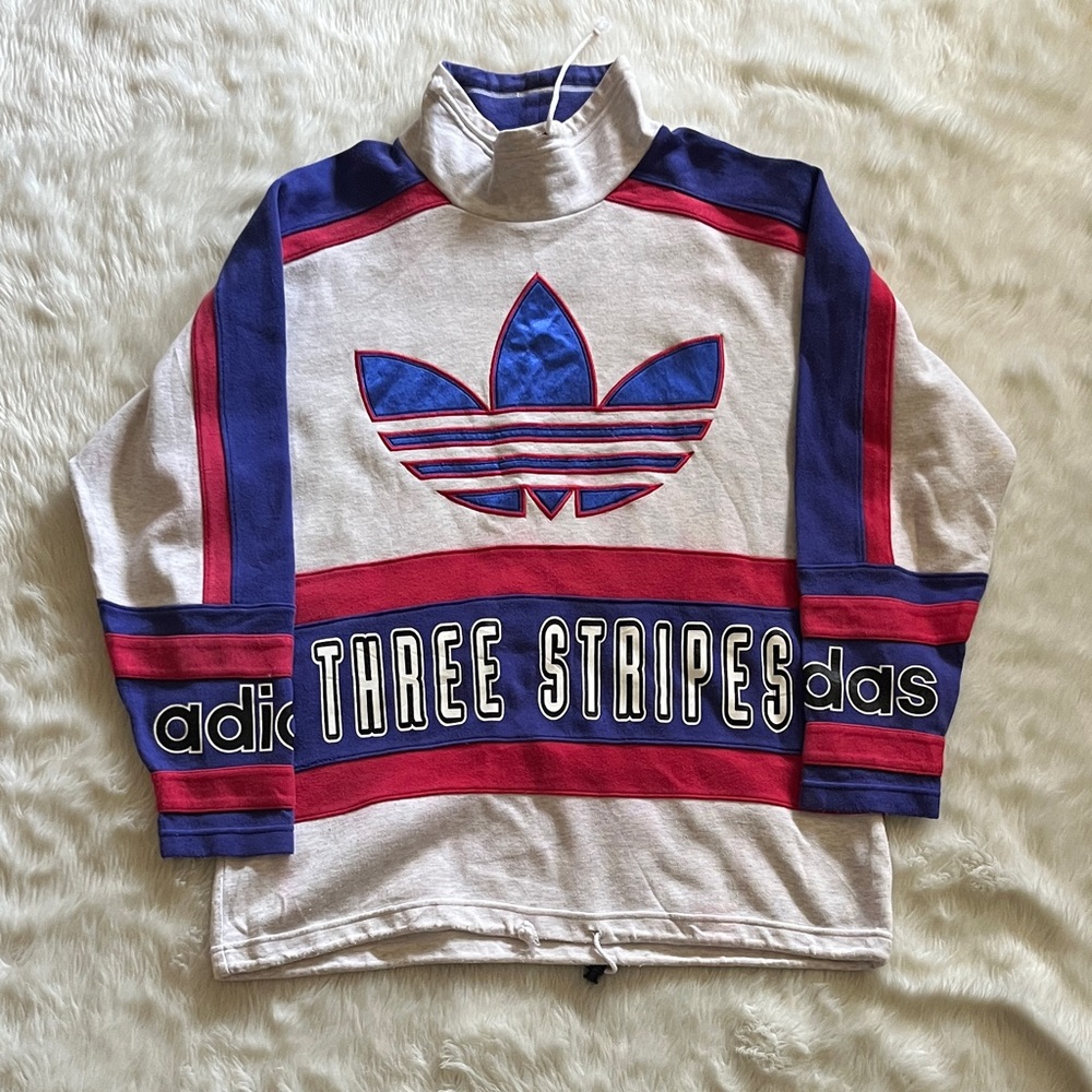 Adidas Retro Three Stripes Sweatshirt in Red, Blue, and Cream